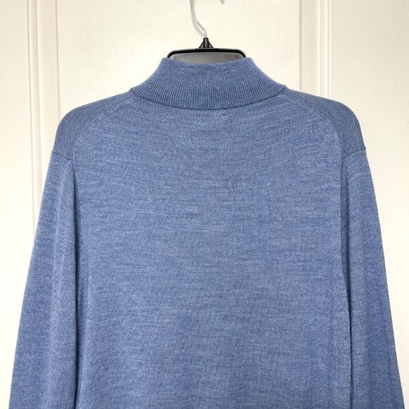 J.Crew Mens Blue Half-Zip Mock Neck Sweater M Merino Wool Blend - Picture 9 of 11